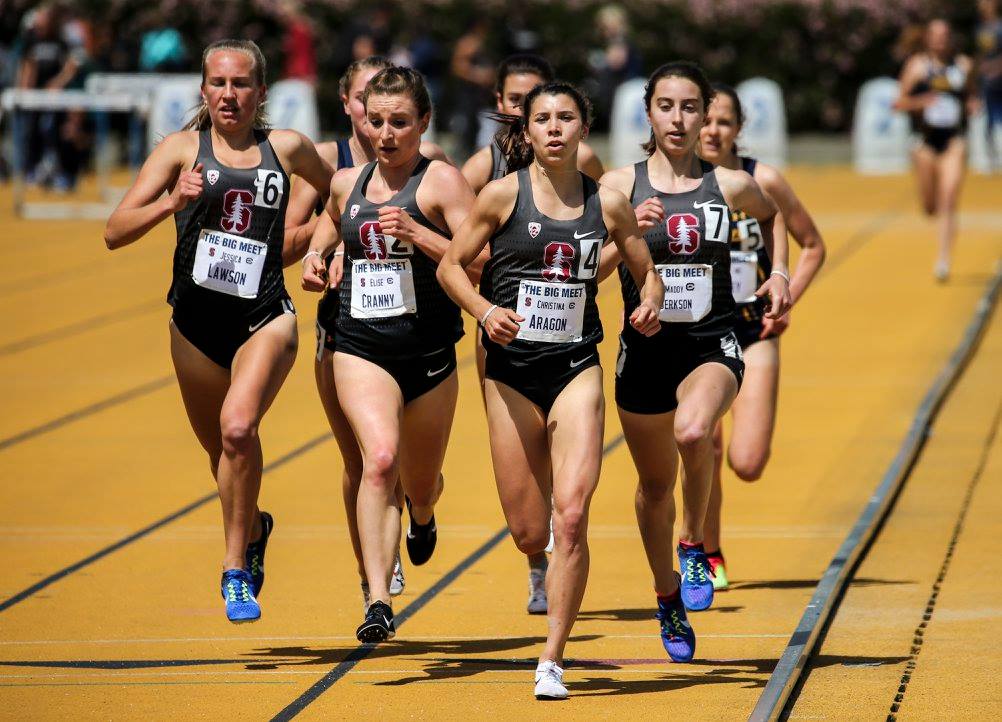 Racing the 1500m with Stanford teammates in 2018